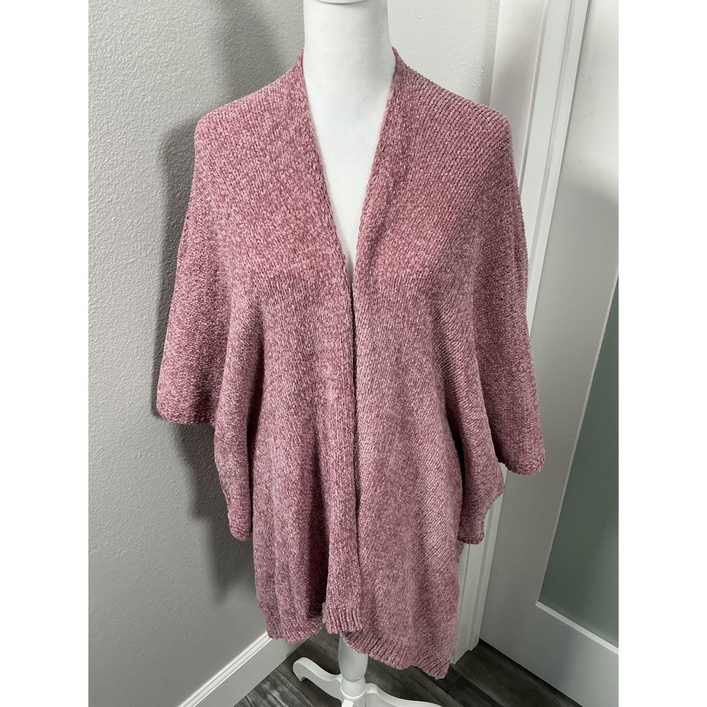 NWT Nine West Cozy Boucle Knit Cocoon Wrap Ruana Mauve Pink OS